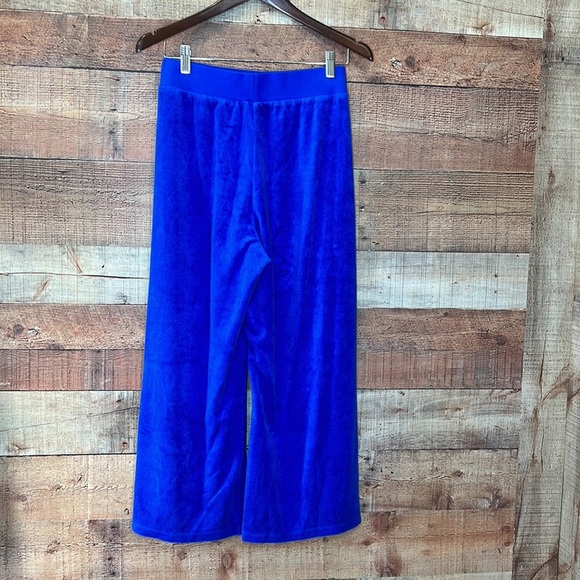 JUICY COUTURE Electric Blue Vintage High Waist Wide Leg Velour Cropped Pant - Picture 4 of 8